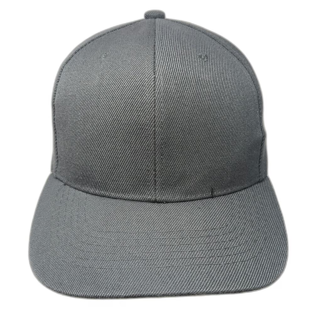 Gray One Size Baseball Cap Hat Plain Solid Structured Strapback Blank Cotton